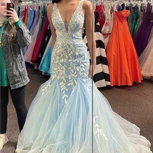 Blue mermaid prom dress
